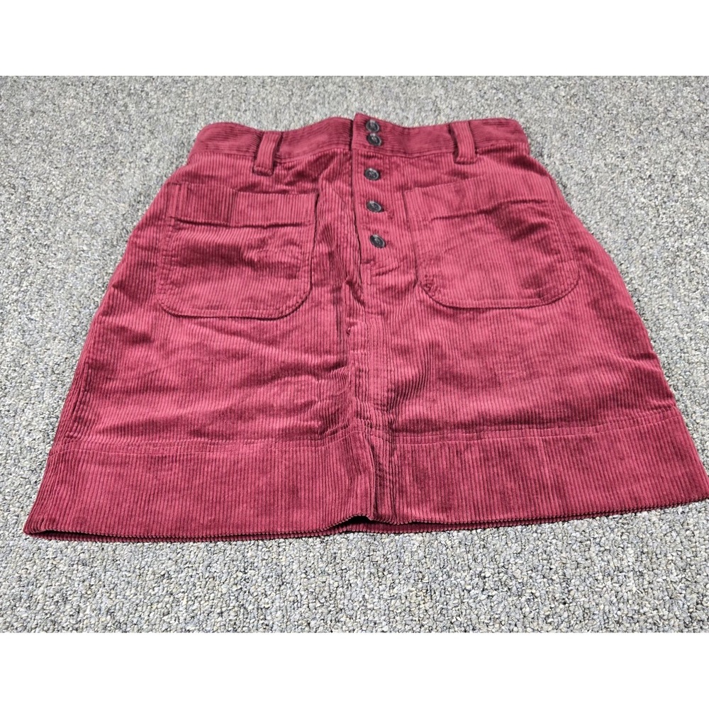 Free Assembly Burgundy Corduroy Button Mini Skirts Size 4 - Picture 2 of 7